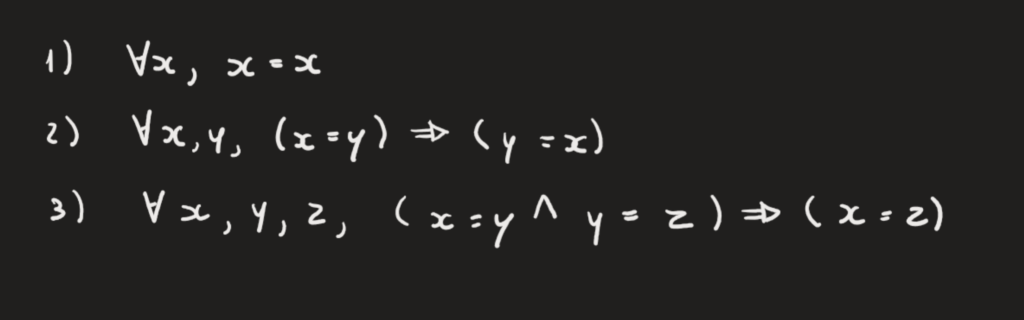 Properties of Equality Relation: Reflexivity, Symmetry, Transitivity